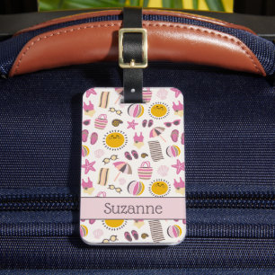 Retro Summer Beach, Personalisierter Name Gepäckanhänger