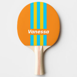 Retro Summer Beach Pin Stripes with Name Tischtennis Schläger