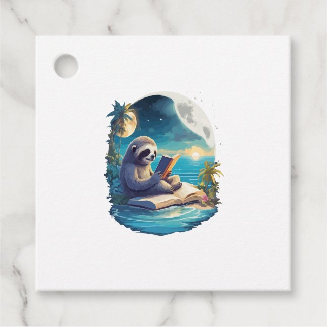 Retro Summer Beach Sloth Geschenkanhänger (Vorderseite)