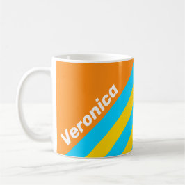 Retro Summer Beach Stripes with Name Kaffeetasse