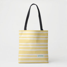 Retro Summer Chic Yellow Stripes Personalized Tasche