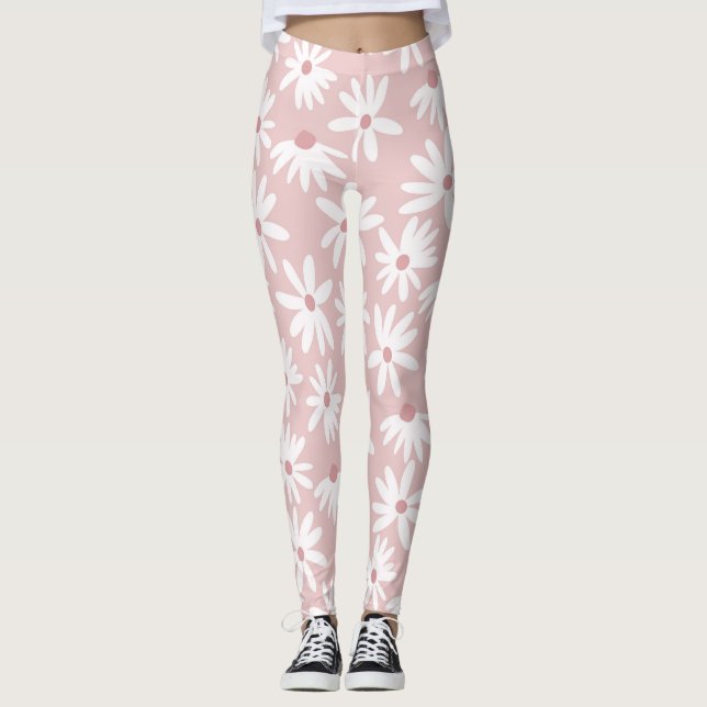 Retro Summer Daisies Muster Kleines #4 #pattern Leggings (Vorderseite)
