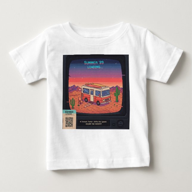 Retro Summer Error 404 T - Shirt | Glitch Art (Vorderseite)