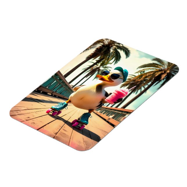 Retro Summer Funny Roller Duck  Magnet (Linke Seite)