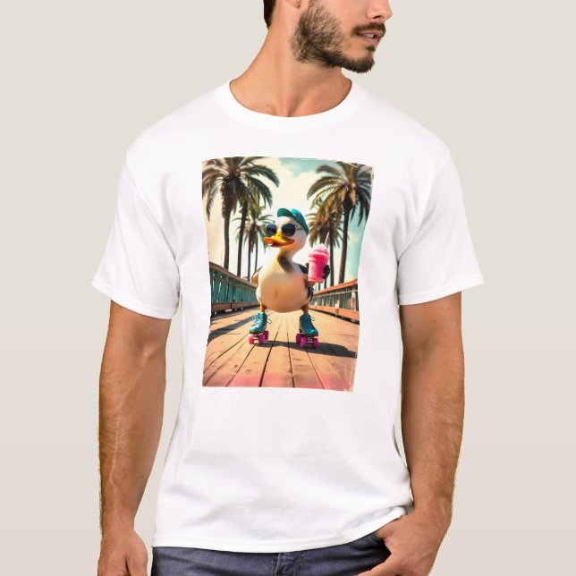 Retro Summer Funny Roller Duck  T-Shirt (Vorderseite)