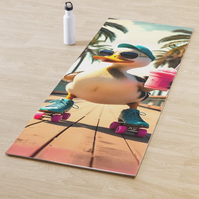 Retro Summer Funny Roller Duck Yogamatte (Beispiel)