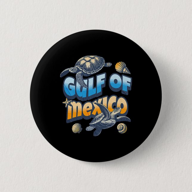 Retro Summer Golf von Mexiko Forever Turtle Beach  Button (Vorderseite)