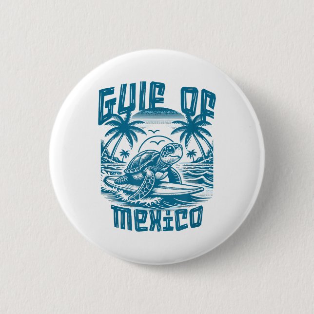 Retro Summer Golf von Mexiko Forever Turtle Beach  Button (Vorderseite)