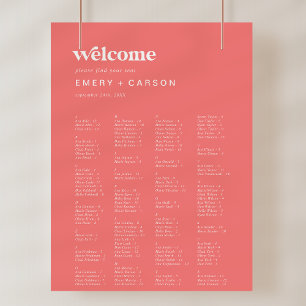 Retro Summer Hot Pink Wedding Chart Poster