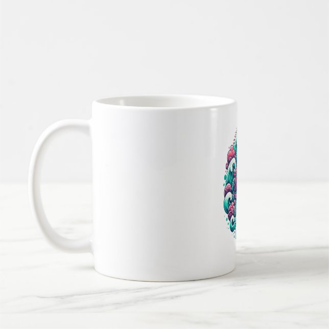 Retro Summer Ocean Wave Turtle Kaffeetasse (Links)