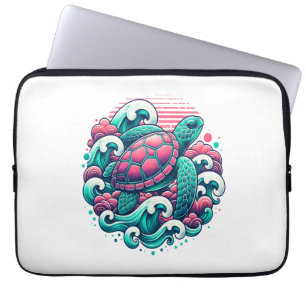 Retro Summer Ocean Wave Turtle Laptopschutzhülle