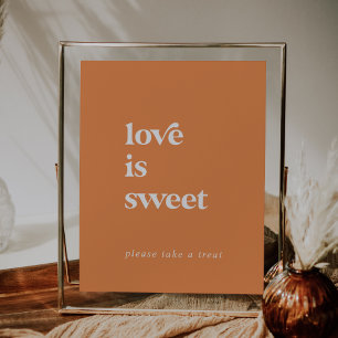 Retro Summer   Orange Liebe ist süßes Hochzeitszei Poster