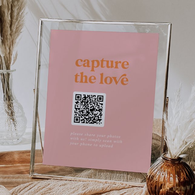 Retro Summer Pink Orange DIY Capture the Liebe Sig Poster (Retro Summer Pink Orange DIY Capture the Love Sign)