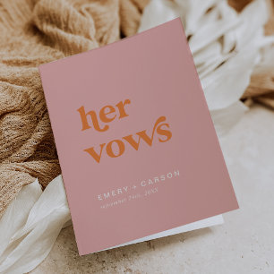 Retro Summer Pink Orange Ihre Vows Hochzeitbuch Einladung