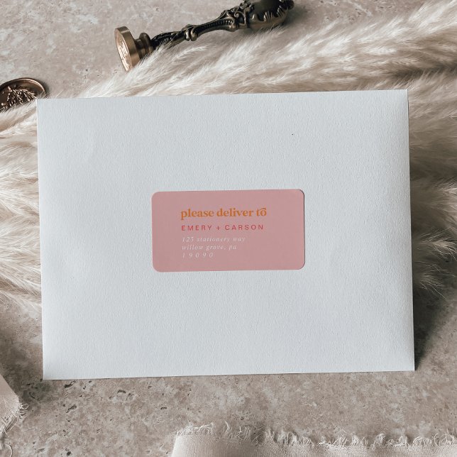 Retro Summer | Pink und Orange UAWG Address Labels Adressaufkleber (Von Creator hochgeladen)