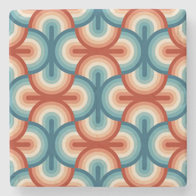 Retro Summer Rainbow Strips Muster Steinuntersetzer (Vorderseite)