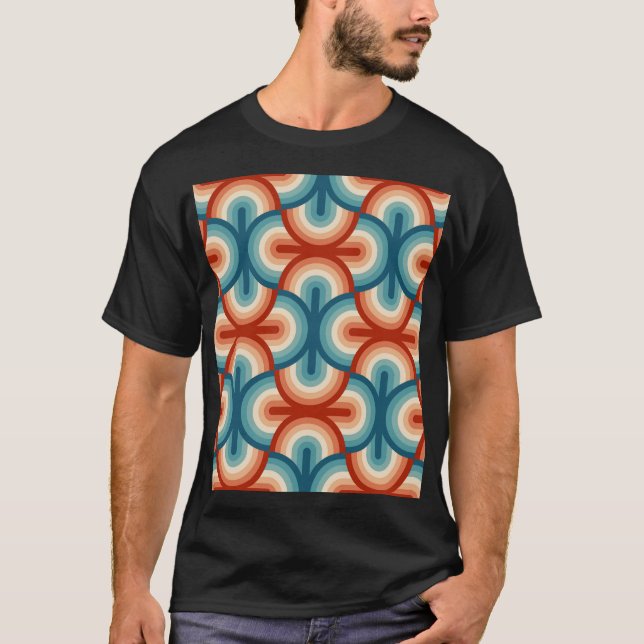 Retro Summer Rainbow Strips Muster T-Shirt (Vorderseite)