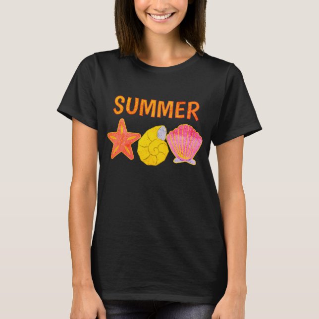 Retro Summer Seashells  T-Shirt (Vorderseite)