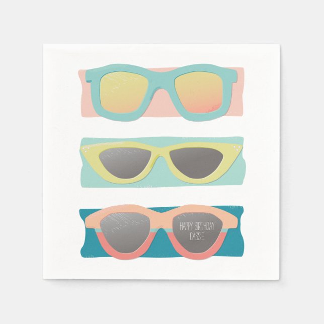 Retro Summer Sonnenbrille Trio Coral Serviette (Vorderseite)