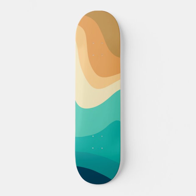 Retro Summer Swirl Wave #2 #minimum #decor Skateboard (Vorderseite)