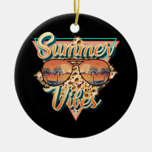 Retro Summer Vibes Beach Sunset Keramik Ornament