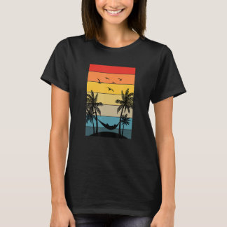 Retro Summer Vibes Hammock Palm Trees Beach Tropic T-Shirt