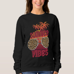 Retro Summer Vibes Leopard Sonnenbrille Palm Tree  Sweatshirt
