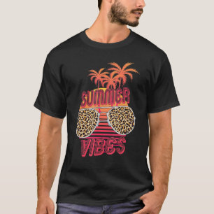 Retro Summer Vibes Leopard Sonnenbrille Palm Tree T-Shirt