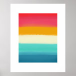 Retro Summer Vibes Regenbogen gestrichene Streifen Poster<br><div class="desc">Helle und sonnige Retropalette mit bemalten Streifen</div>