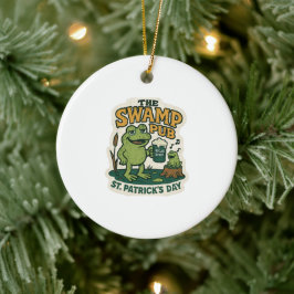 Retro-Sumpf-Pub-Frosch St. Patrick's Day Keramik Ornament