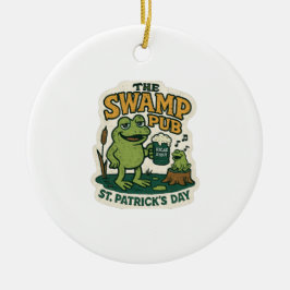Retro-Sumpf-Pub-Frosch St. Patrick's Day Keramik Ornament