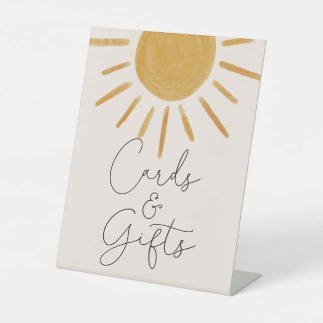 Retro Sun Baby Duschkarten und Geschenke Sockelschild (Vorderseite)