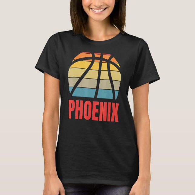 Retro Sun Basketball Phoenix Design T-Shirt (Vorderseite)