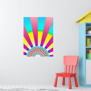 Retro Sun Boho Gelb rosa Abstrakte Kunst Poster