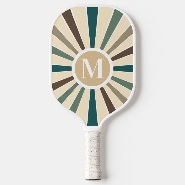 Retro Sun Brown Fir Tree | Erste Weihnachten Verhe Pickleball Schläger (Vorderseite)