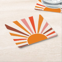 Retro Sun Burst Sonnenuntergang Orange Gelb Rosa