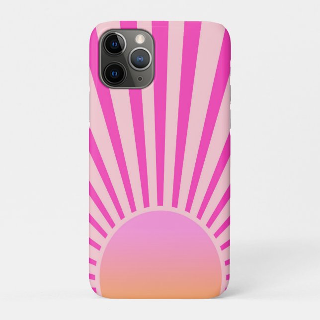 Retro Sun Burst Sunset Sunrise Hot Pink Ombre Case-Mate iPhone Hülle (Rückseite)