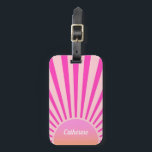 Retro Sun Burst Sunset Sunrise Hot Pink Ombre Gepäckanhänger<br><div class="desc">Retro-Sonnenbrille in warmen Orange- und Pastellrosa-Tönen. Retro moderne rosa Sonnenstrahlen,  Morgensonne geometrische Retrowelle Synthwave abstrakte Kunst.</div>