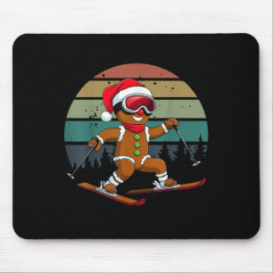 Retro Sun Gingerbread Mann Skifahren Weihnachtsman Mousepad