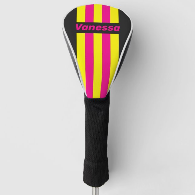 Retro Sun Glow Pin Stripes with Name Golf Headcover (Vorderseite)