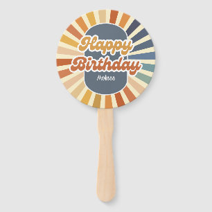 Retro Sun Groovy Wave Happy Birthday Fächer