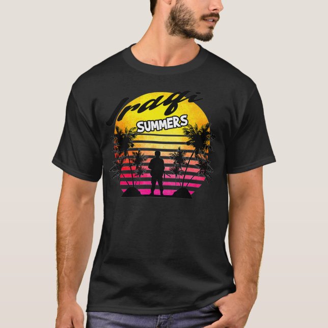 Retro Sun Iraqi Summers Veteran Gift  Funny Iraq V T-Shirt (Vorderseite)