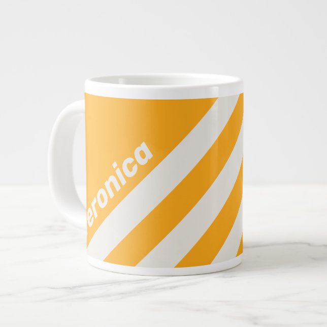 Retro Sun Kissed Three Stripes with Name Jumbo-Tasse (Vorderseite Links)