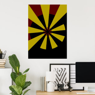 Retro Sun Mid Century Abstract Art Poster