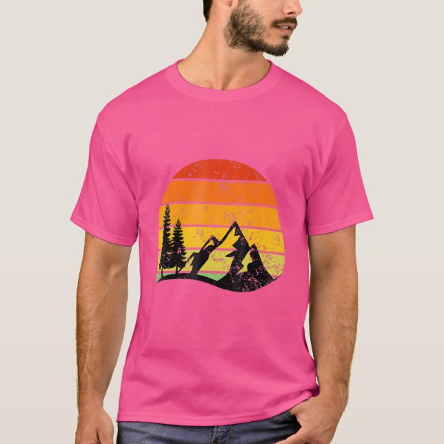 Retro Sun Minimalistisch Pine Tree T-Shirt (Vorderseite)