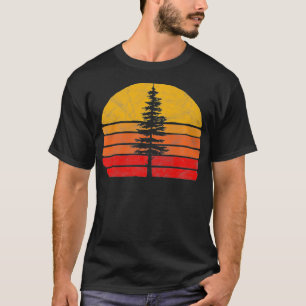 Retro Sun Minimalistische Pine Tree Silhouette T-Shirt