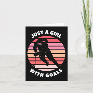 Retro Sun nur ein Mädchen mit Goals Hockey Geschen Karte