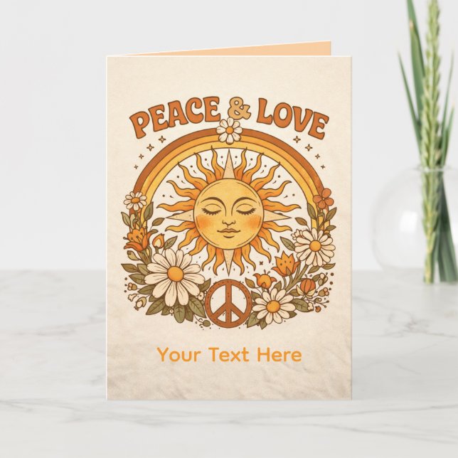 Retro Sun Peace and Love Art Card Karte (Vorderseite)