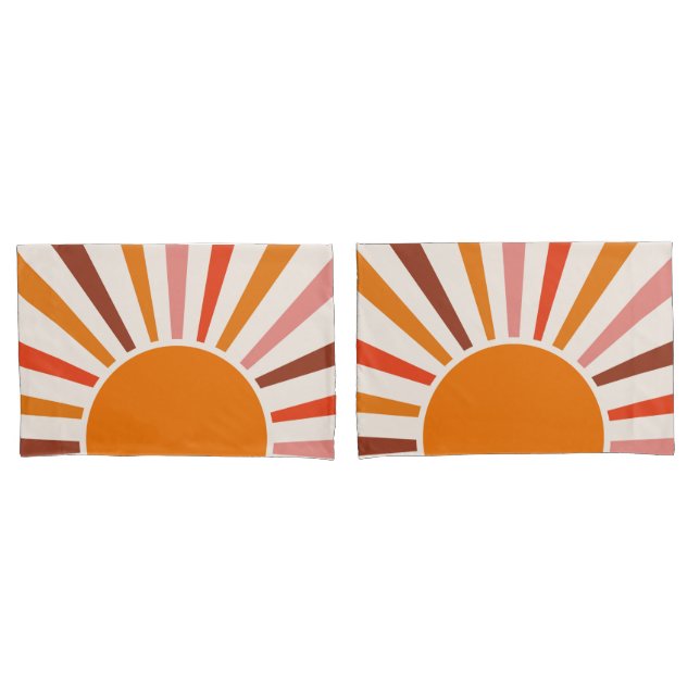Retro Sun Rays Burset Orange Yellow Red Kissenbezug (Vorderseite-Set)