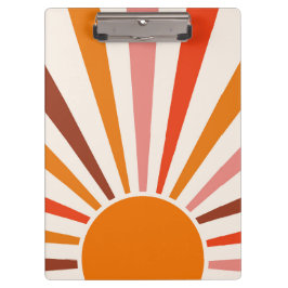 Retro Sun Rays Burset Orange Yellow Red Klemmbrett